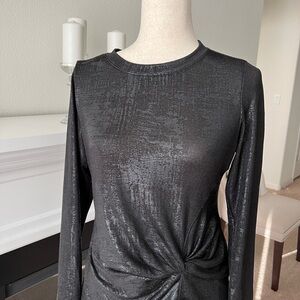 Bebe Black Textured Knit Top